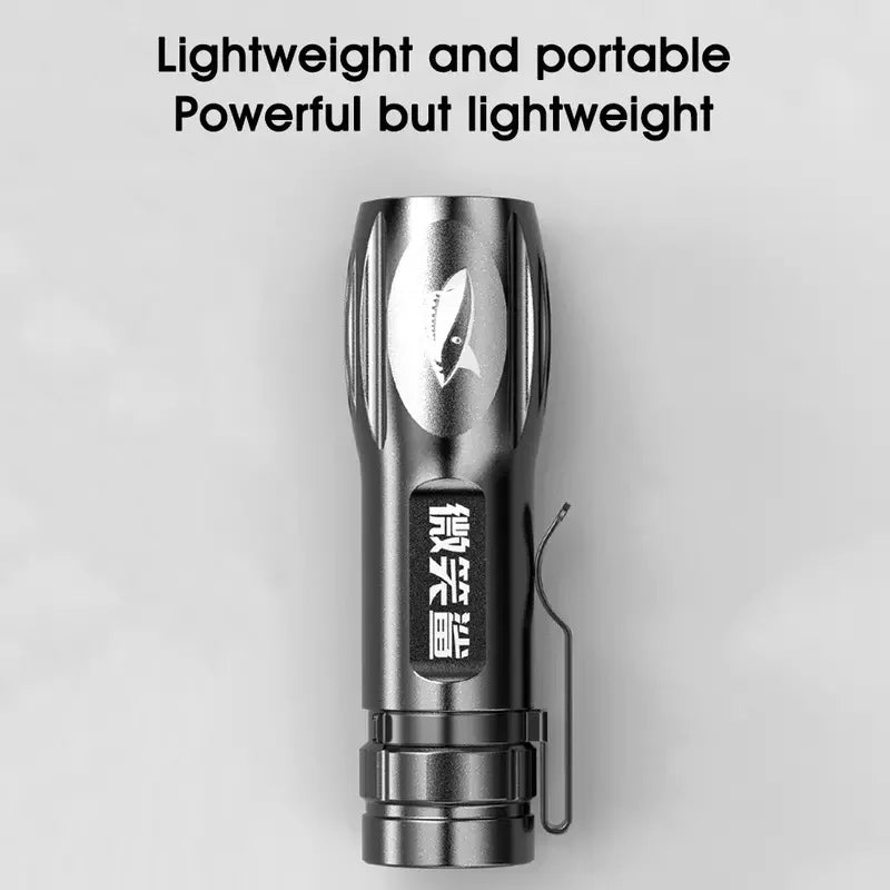 612A ABS Strong Light Flashlight Outdoor Concentrated Long-Range Charging Mini Flashlight With Pen Clip Small Flashlight Leedoar