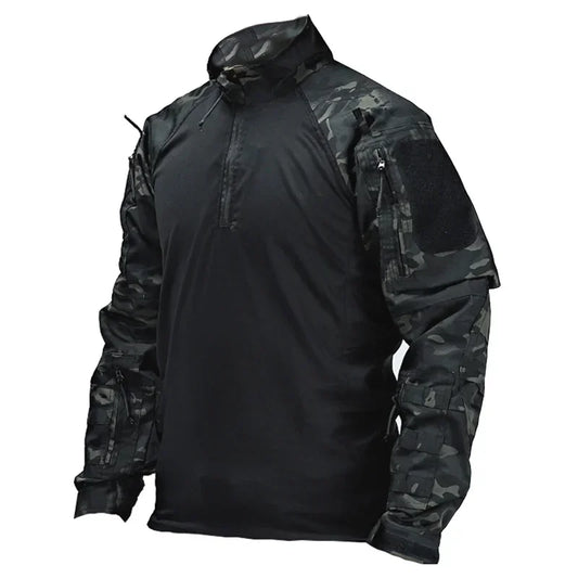 Camisa de combate, camisa táctica de airsoft, ropa de paintball de manga larga, ropa de caza y acampada, uniforme militar multicámara del ejército para hombres 