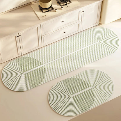 Water Absorbing Diatomaceous Mud Mat Kitchen Bathroom Anti Slip Mat Simple Elliptical Long Strip Carpet Home Decoration Products Leedoar