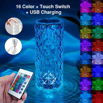 16 Colors LED Crystal Table Lamp Diamond Night Light Projector Rose Romantic Party Room Nightlight with RGB Controller SONG MAN Leedoar