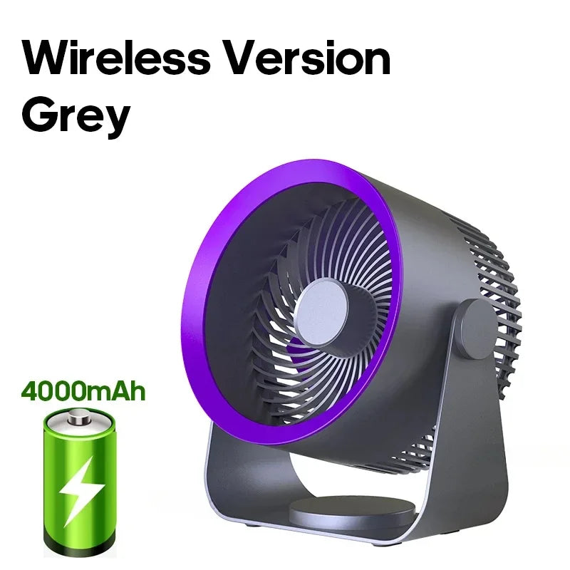 Ventilador elétrico sem fio 4000mah Ventilador circulador de ar portátil sem fio Ventilador de parede de mesa Resfriador de ar de teto Ventilador silencioso