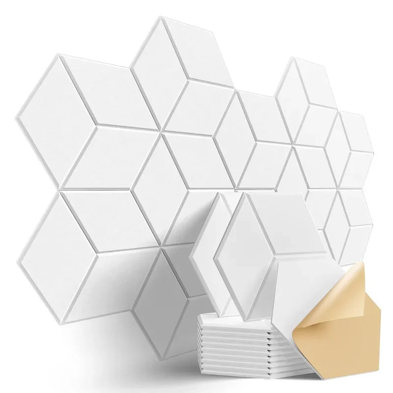 20PCS Hexagonal Self-adhesive Acoustic Panels Y-Lined Design Sound Proof Foam Panels Absorb Noise Eliminate Echoes Black Leedoar