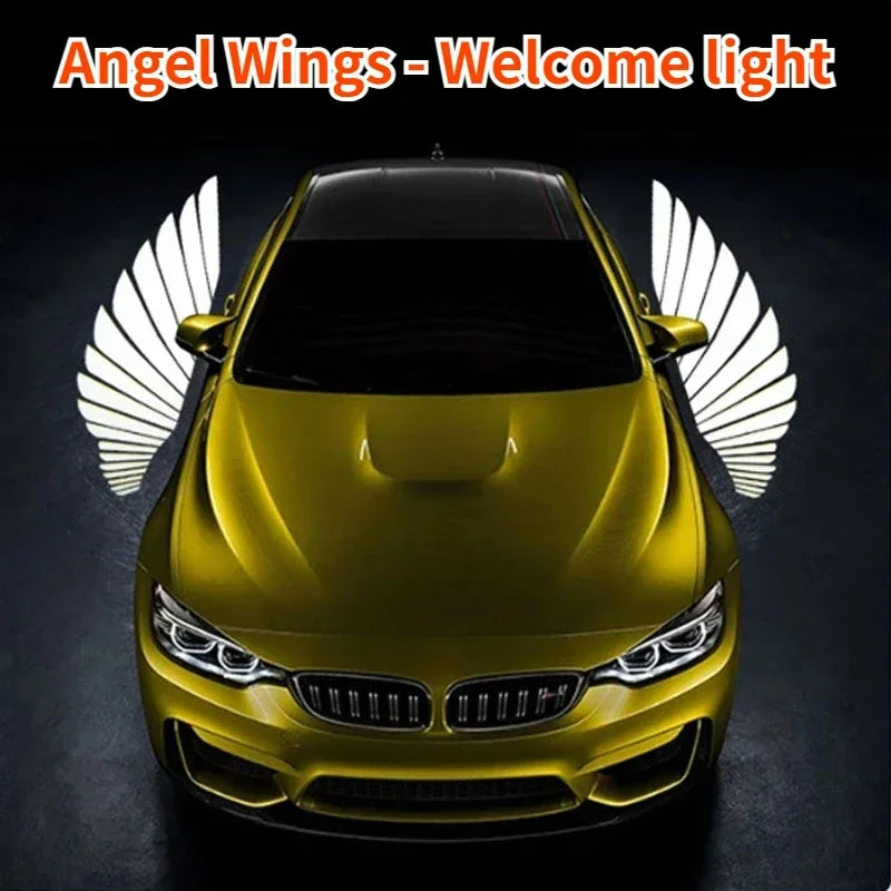 2 PCS Car Rearview Mirror Welcome Light Angel Wing Carpet Projection Light Suitable for BMW  Audi Toyota Tesla projection lights Leedoar