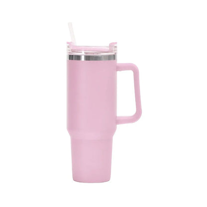 Vaso de taza de 40 oz con asa, vaso aislado con tapa, pajita, taza de agua de café de acero inoxidable para viajes en el hogar, taza térmica 