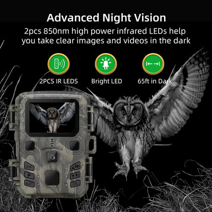 Mini301 Trail Camera Night Vision Hunting Motion 1080P 20MP IP65 Câmera à prova d'água para ambientes externos com LED infravermelho Alcance de até 65 pés 