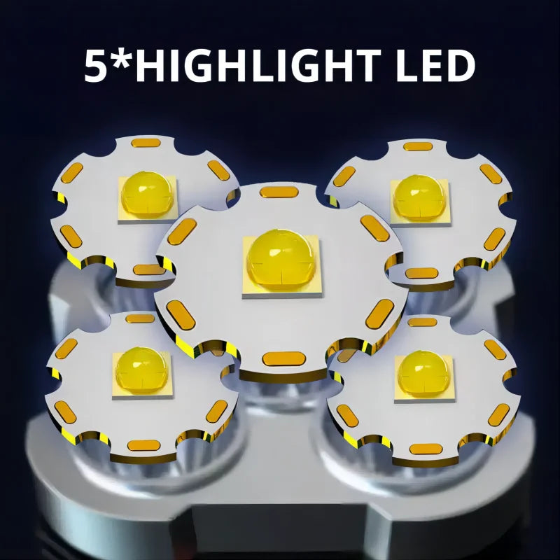 5Led Flashlight Household Portable Multi-Function Cob Side Lamp USB Charging Strong Light Waterproof Flashlight Leedoar