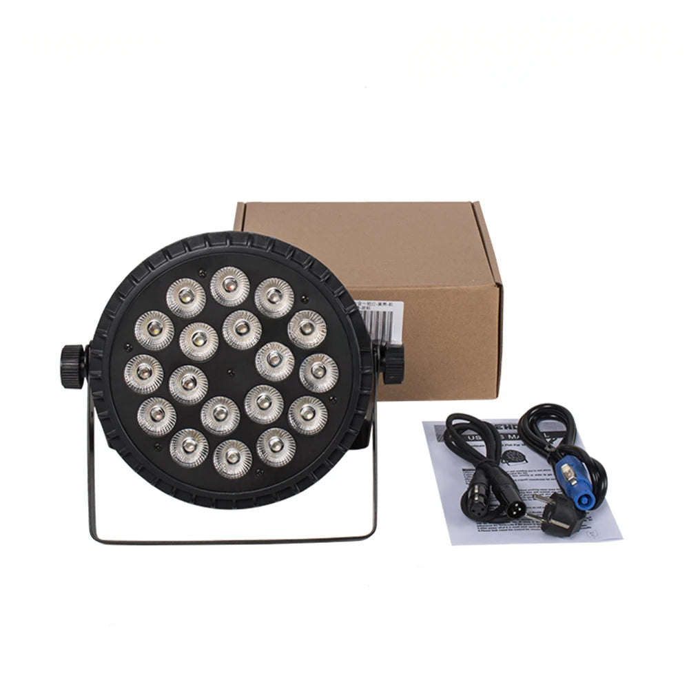 4PCS Aluminum LED Par Light 18x12w RGBWA UV 6in1 Flat Par Light DMX512 Professional Stage Lighting Equipment for Disco Party Leedoar