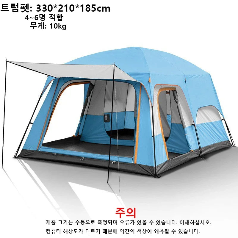 4-12 People Outdoor Camping Luxury Tents Large Family Tent With Rooms Waterproof Two-Bedroom And One-living Room Design Leedoar