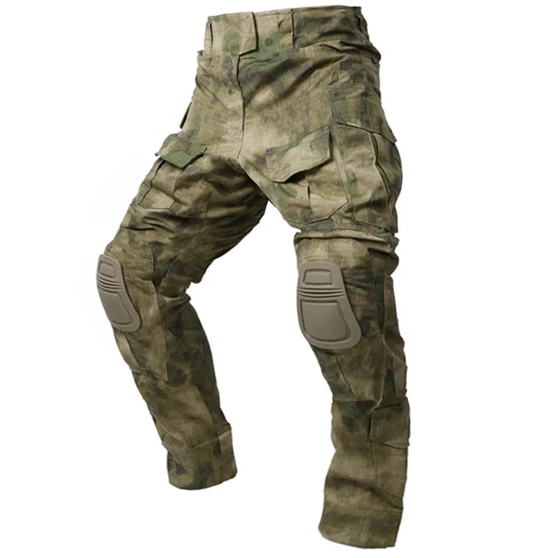 Men Army Paintball Combat Cargo With Knee Pads Multicam CP Camouflage Military Airsoft Equipments Tactical Pant Hunting Clothing Leedoar