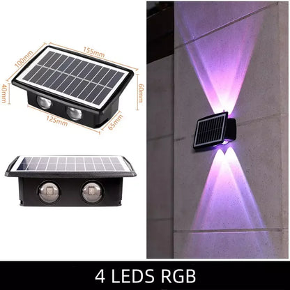 Solar Lamp Courtyard Door Number Wall Lamp Outdoor Waterproof Wall Washer Lamp Villa Spotlight Up And Down Double Head Leedoar