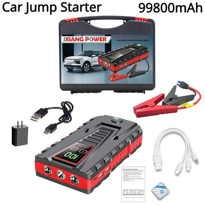 99800mAh Car Jump Starter Device 12v Strong Portable Power Bank Automotive Battery Charger System Start Operating Auto Booster Leedoar