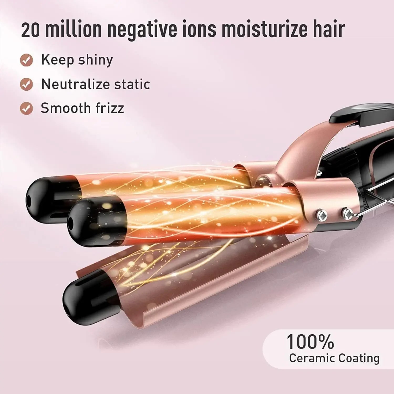 5 in 1 Curling Iron 3 Barrel Hair Crimper Iron Curling Wand Hair with Fast Heating Up Crimper Wand Curler for All Hair Types Leedoar