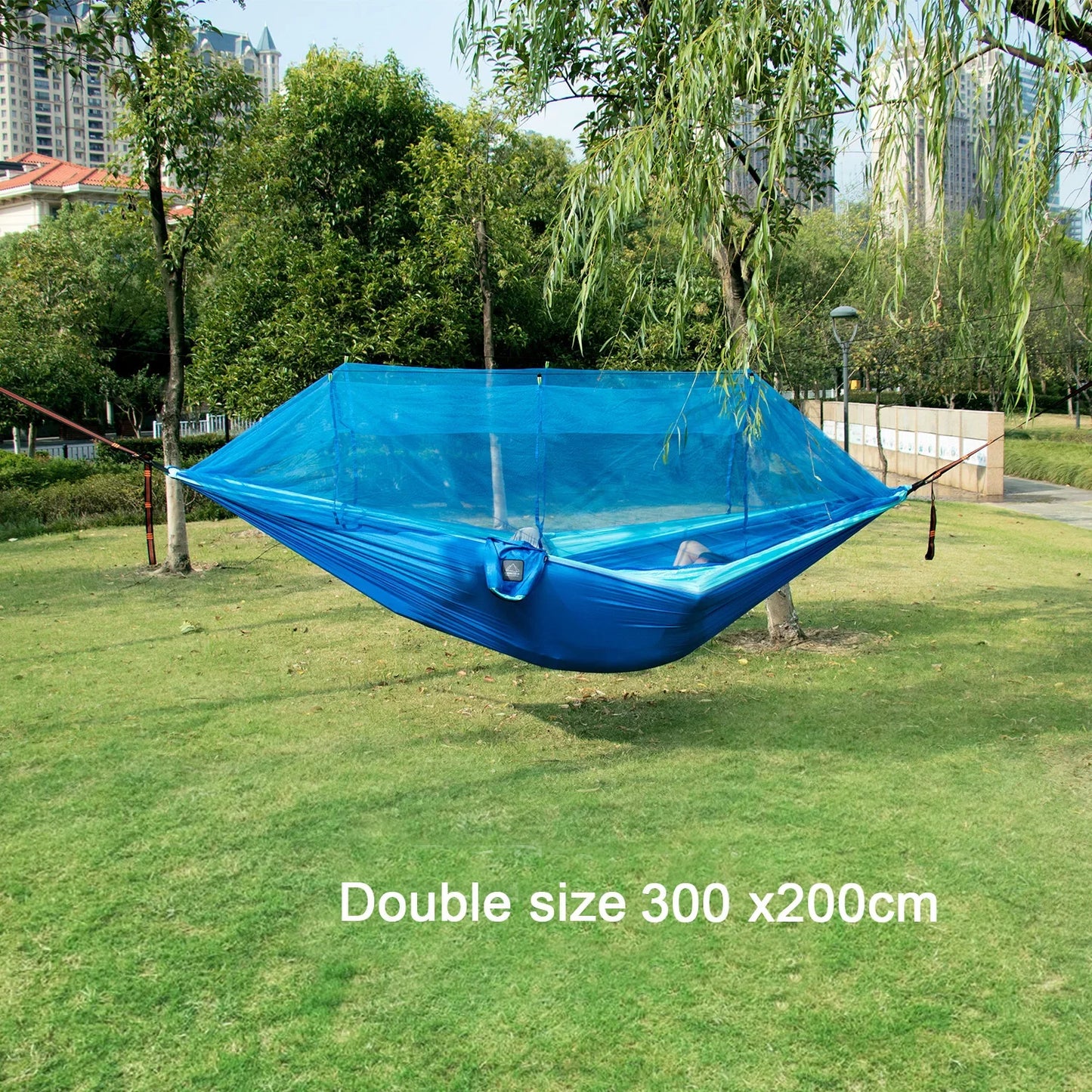 Outdoor Camping Portable Single Size Nylon Fabric Portable Travel Outdoor Camping Hanging Sleeping  Hammock with Mosquito Net Leedoar