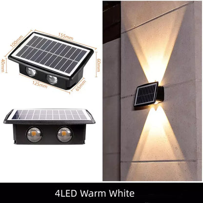 Solar Lamp Courtyard Door Number Wall Lamp Outdoor Waterproof Wall Washer Lamp Villa Spotlight Up And Down Double Head Leedoar