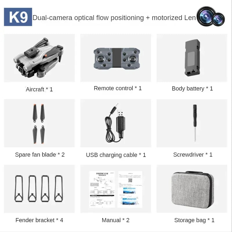 2024 New K9 MINI Drone 4K HD Dual Camera WiFi FPV Air Pressure Altitude Hold Foldable Quadcopter RC Drone Kid Toy Leedoar