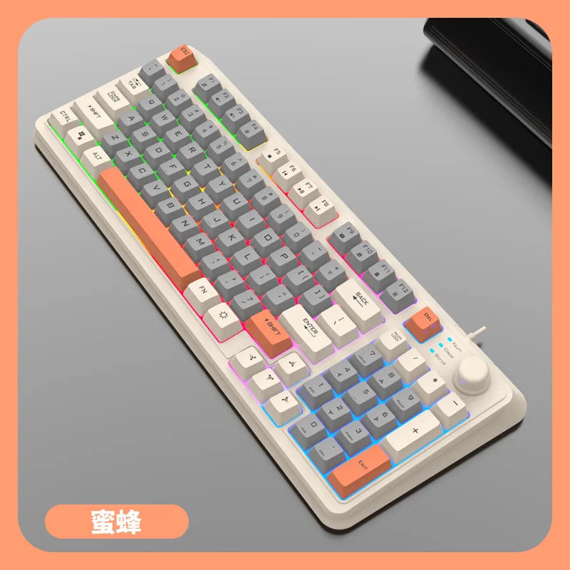 XUNFOX K82 Wired Keyboard Manipulator Feel Luminescent Electric Competition Game Desktop Computer Notebook Office Home Keyboard Leedoar
