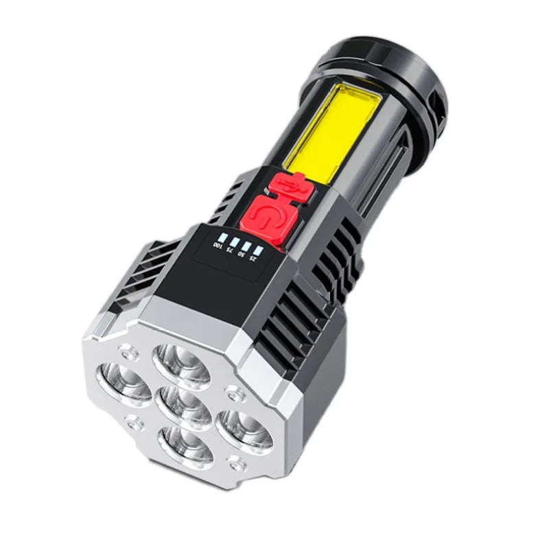 High Power 4000LM 5LED 7LED Outdoor Handheld Lamp Camping Portable USB Rechargeable LED Flashlight COB+XPE LED Torch Flashlights Leedoar