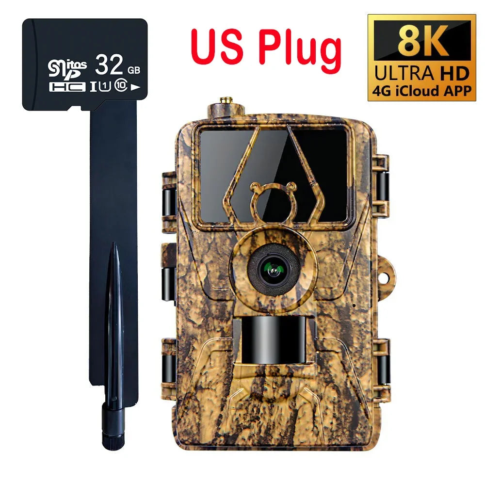 4G LTE Hunting Trail Camera 60MP 8K APP Control Night Vision Photo Trap Support SIM Card Cellular Camera Include TF Card Leedoar