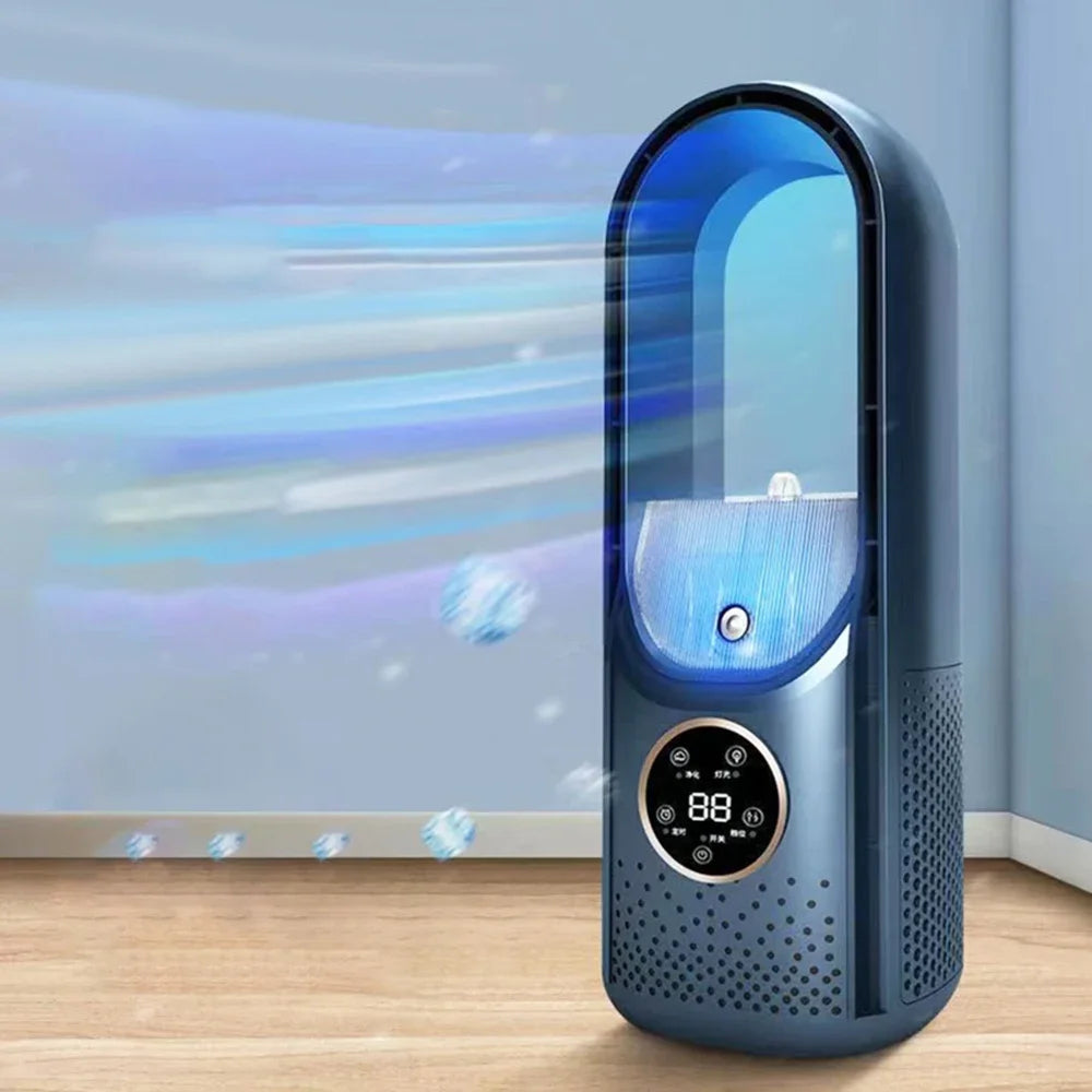 Bladeless Fan Portable Air Conditioner LED Display Desktop Fanless Blade Cooler Cooling Fan Tower Air Cooler  for Office Bedroom Leedoar