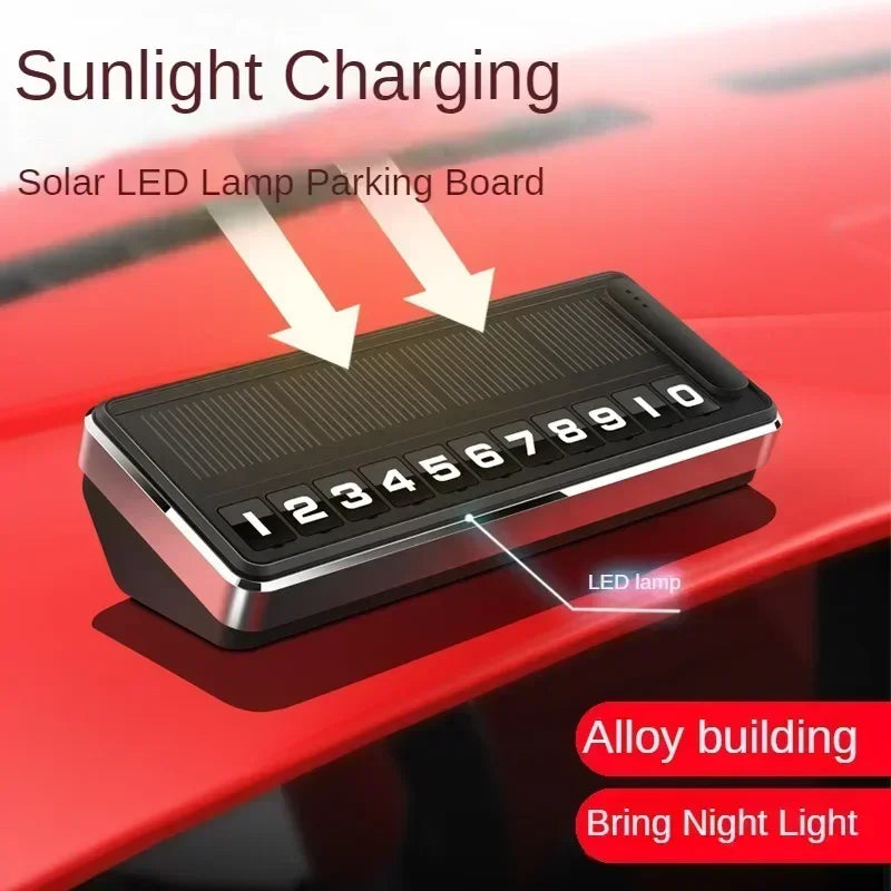 Led Lighting Temporary Parking Card Solar Car Phone Number Plate Hidden Plates Car Park Stop Multiple Number Parking Gadgets Leedoar