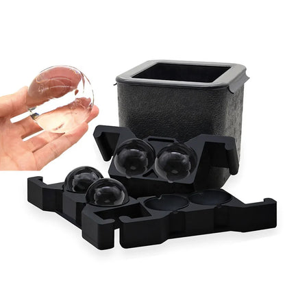 4 Ball Ice Maker Eco-Friendly Crystal Clear Ice Ball Press Spherical Whiskey Tray Mould Bubble-Free Cube Maker Ice Box Mold Leedoar