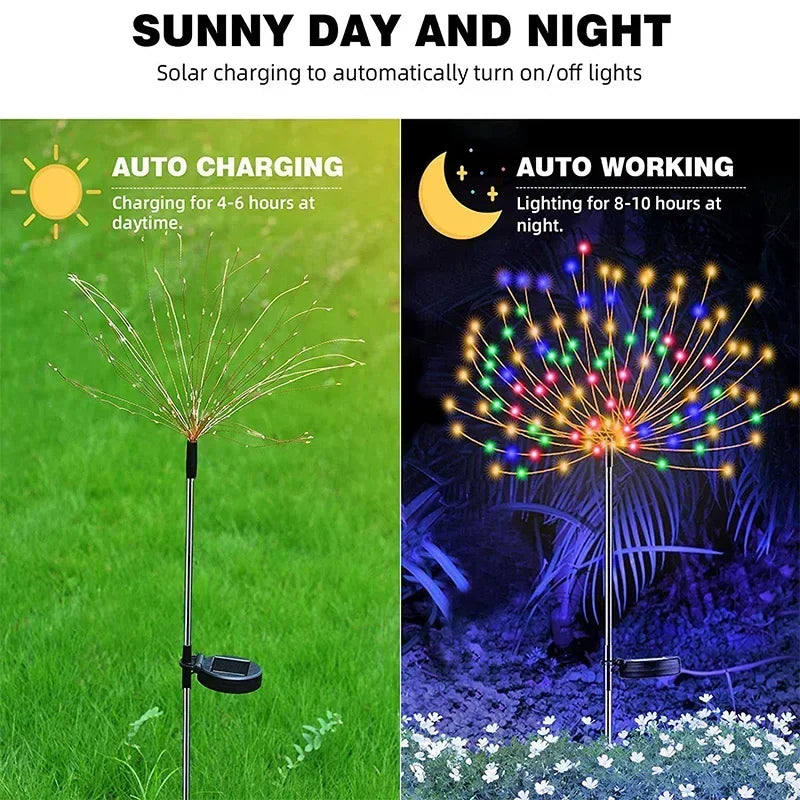 1Pcs Solar LED Firework Fairy Light Outdoor Garden Decoration Lawn Pathway Light For Patio Yard Party Christmas Wedding Leedoar