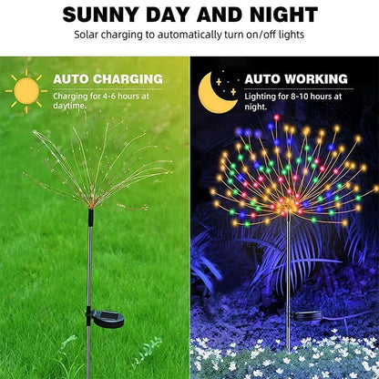 1Pcs Solar LED Firework Fairy Light Outdoor Garden Decoration Lawn Pathway Light For Patio Yard Party Christmas Wedding Leedoar