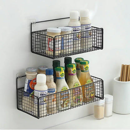 Bathroom Organiser Multifunctional Toiletries Organiser No-Punch Bathroom Shelf Bathroom Kitchen Wall Mount Storage Rack Leedoar