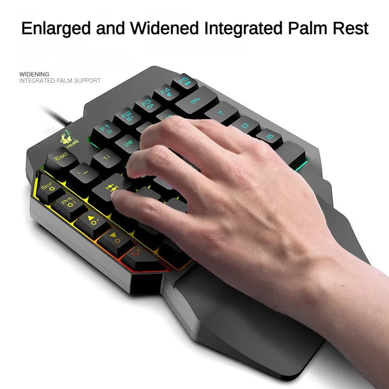 Teclado mecánico para juegos con cable USB K15 de 35 teclas, resistente al agua, retroiluminado, 1,5 m, para teléfono móvil, para juegos con una sola mano 