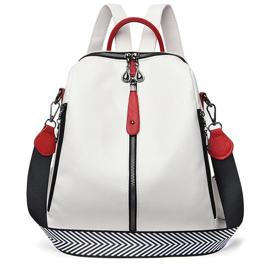 Mochila de cuero suave para mujer, mochila de moda para mujer, color blanco, de alta calidad, para viaje, mochila escolar para niñas, mochilas Sac A Dos 