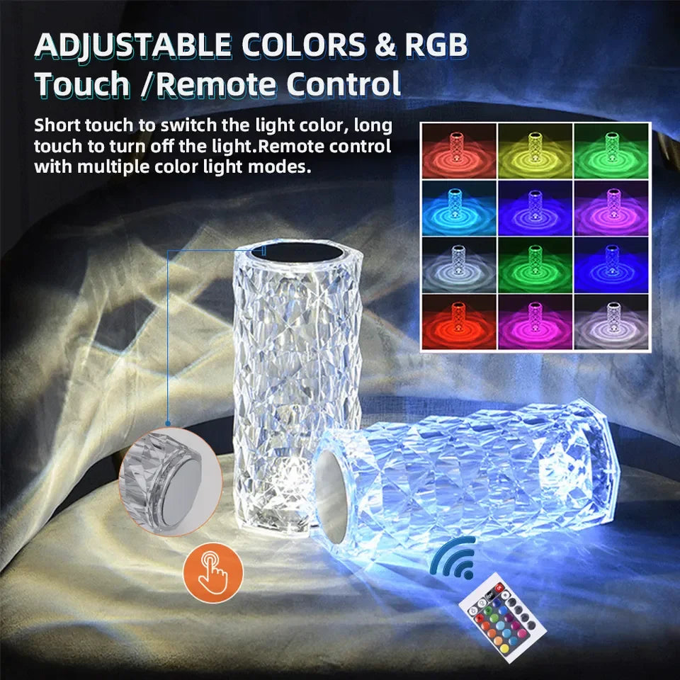 16 Colors LED Crystal Table Lamp Diamond Night Light Projector Rose Romantic Party Room Nightlight with RGB Controller SONG MAN Leedoar