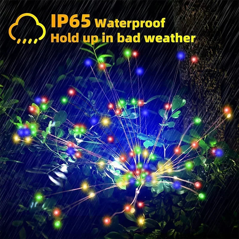 1Pcs Solar LED Firework Fairy Light Outdoor Garden Decoration Lawn Pathway Light For Patio Yard Party Christmas Wedding Leedoar