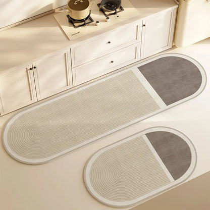 Water Absorbing Diatomaceous Mud Mat Kitchen Bathroom Anti Slip Mat Simple Elliptical Long Strip Carpet Home Decoration Products Leedoar