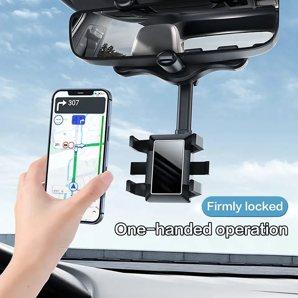 Car Phone Holder Mobile Stand 360 Degree Rotating Auto Rear View Mirror Bracket Adjustable Phone Holder For Car Leedoar