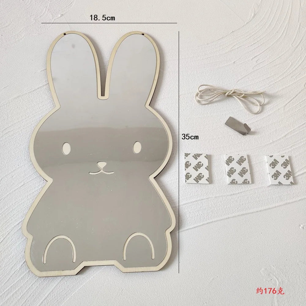 INS Creative Decorative Mirror for Kids Room Cute Bear Rabbit Shape Acrylic Mirror Baby Photo Props Nordic Home Nursery Decor Leedoar