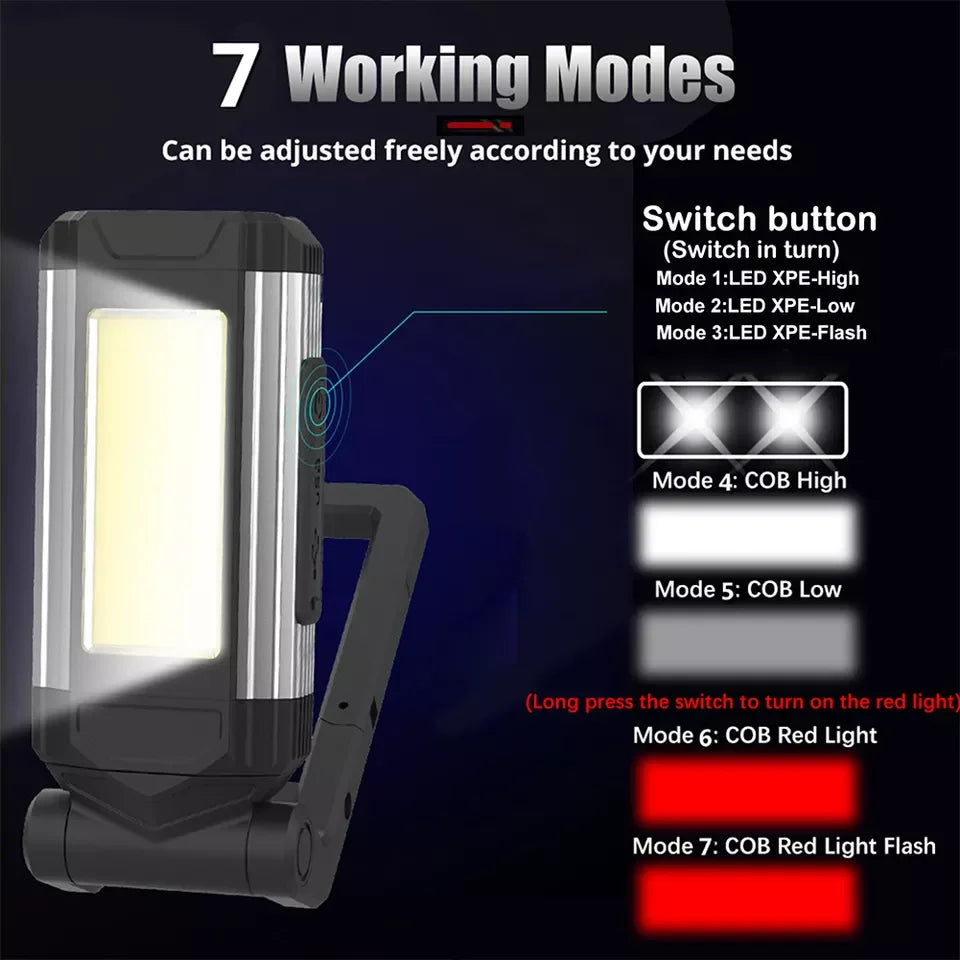 400Lm Emergency Magnetic Flashlight Folding Work Aluminum Light Rechargeable Handheld COB Portable Car Led Working SOMG MAN Leedoar