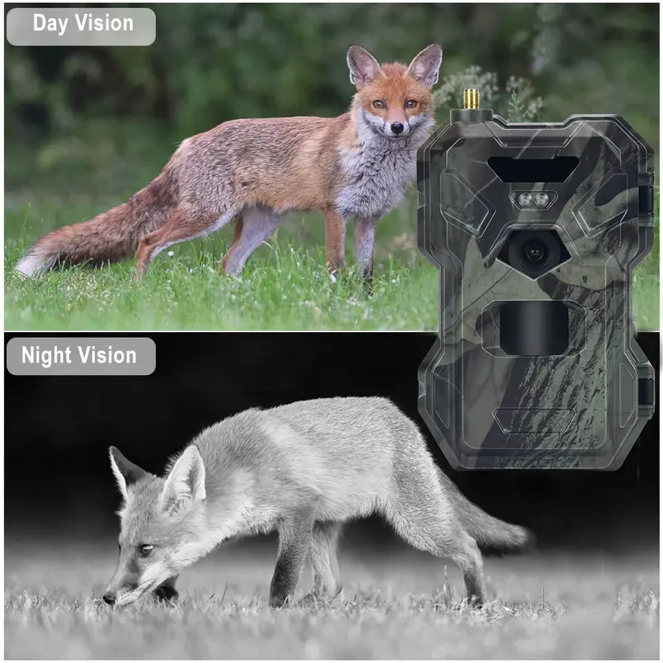 4G 30MP 2K Outdoor Hunting Trail Camera with APP Control Night Vision Trap Game 120° Wireless Cellular Wildlife Cam with TF Card Leedoar