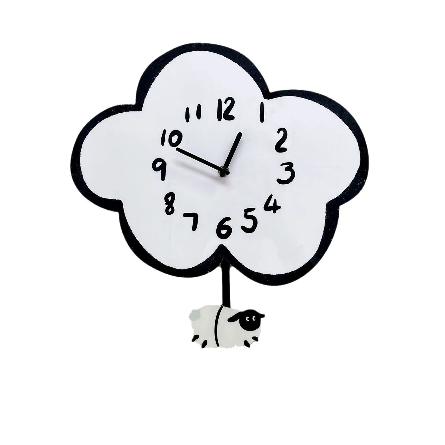 Cartoon Cloud Lamb Shaped Silent Wall Clock Living Room Children's Bedroom Home Decoration Products Modern And Minimalist Clock Leedoar