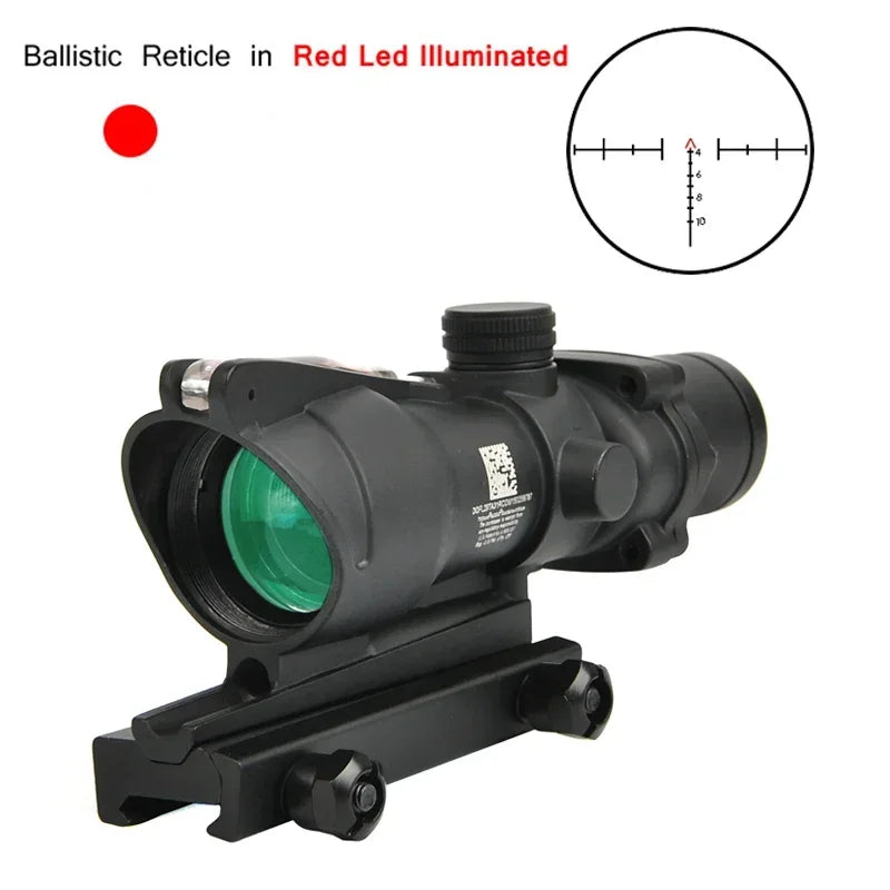 Tactical Optical Sight Hunting Sight 4X32 with RMR Real Fiber Red Green Dot Illumination Herringbone Glass Etched Reticles Leedoar