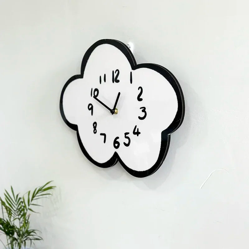 Cartoon Cloud Lamb Shaped Silent Wall Clock Living Room Children's Bedroom Home Decoration Products Modern And Minimalist Clock Leedoar