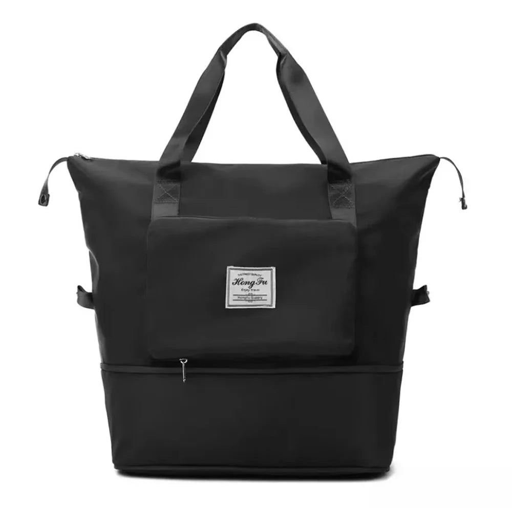 Bolsa de viagem feminina, bolsa grande de capacidade, bolsa dobrável, bolsa de ombro, armazenamento, bolsa à prova d'água, bolsa de ioga, esportiva, transversal 