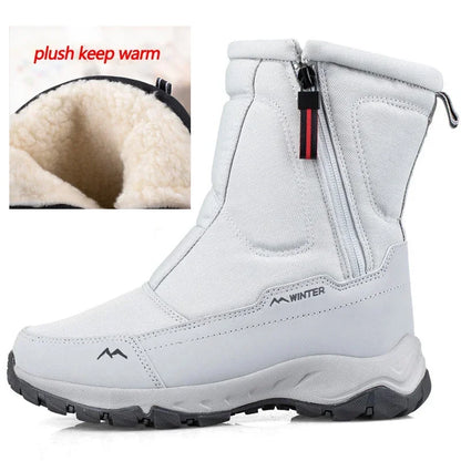 Men Boots 2023 Winter Shoes For Men Warm Snow Boots Mid-calf Men Warm Shoes Thick Plush Winter Boots For Men Women Cotton Shoes Leedoar