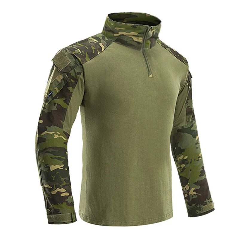 Camisetas de senderismo y deportes al aire libre para hombre, camisetas de combate Softair, militares, ejército, Multicam, CP, camuflaje, caza, escalada, ropa táctica 