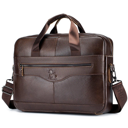 Couro de vaca masculino couro genuíno 14 polegadas computador negócios casual grande capacidade bolsa crossbody ombro escritório bolsa pasta 