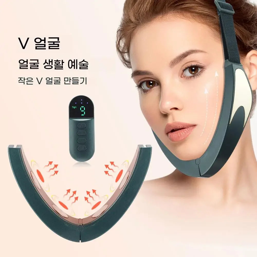 Microcurrent V-face Face Lift Device 6Mode Heated Skin Rejuvenation Double Chin V Face Vibration Massager Wireless Remote Contro Leedoar