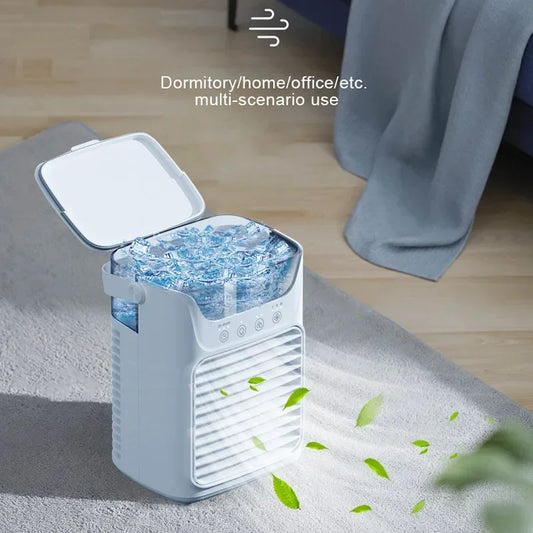 Ventilador de escritorio con luz de ambiente colorida y ventilador de agua, ventilador de refrigeración USB para oficina, hogar, escritorio, mini aire acondicionado