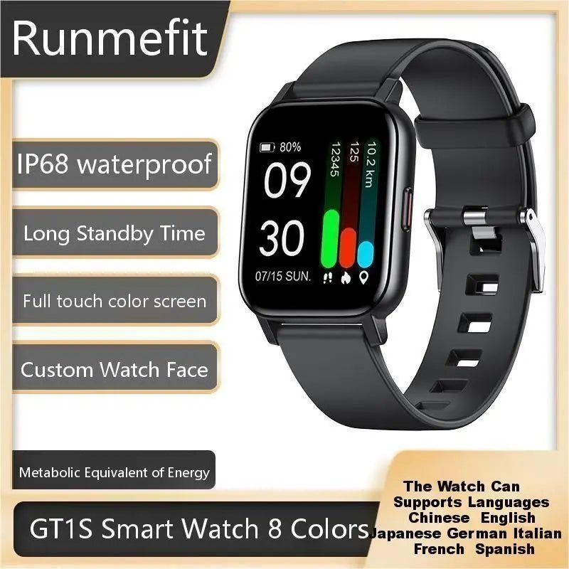 GTS1 Smartwatch Men Sports Waterproof Bluetooth Heart Rate Monitor APP Runmefit Multiple Dial Long Standby Time Smartbracelet Leedoar