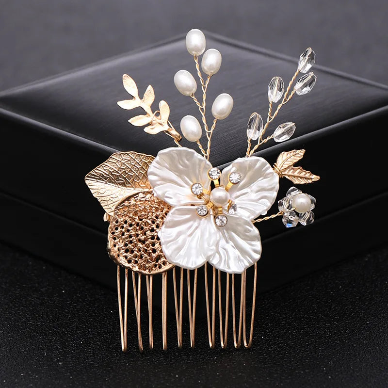 1pc bridal headdress gold leaf hair comb bridal headdress insert comb jewelry