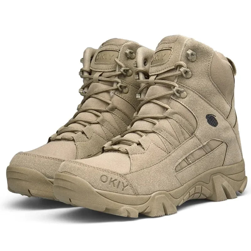 Men Tactical Boots Army Boots Mens Military Desert Waterproof Work Safety Shoes Climbing Hiking Shoes Ankle Men Outdoor Boots Leedoar