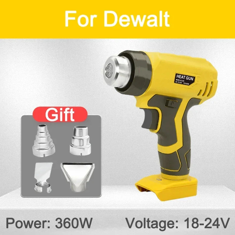 Pistola de calor portátil sem fio pistola de calor elétrica com 4 bicos para Makita/Dewalt/Milwaukee/Bosch/Black Decker bateria de íon-lítio 18V 20V